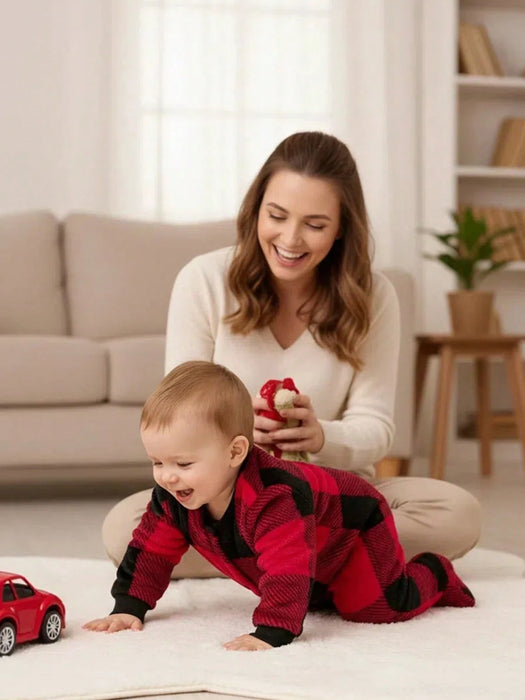 Mono unisex con pies a cuadros para bebé recién nacido, pijama navideño de cuadros