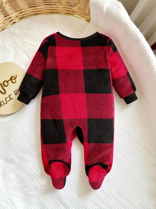 Mono unisex con pies a cuadros para bebé recién nacido, pijama navideño de cuadros