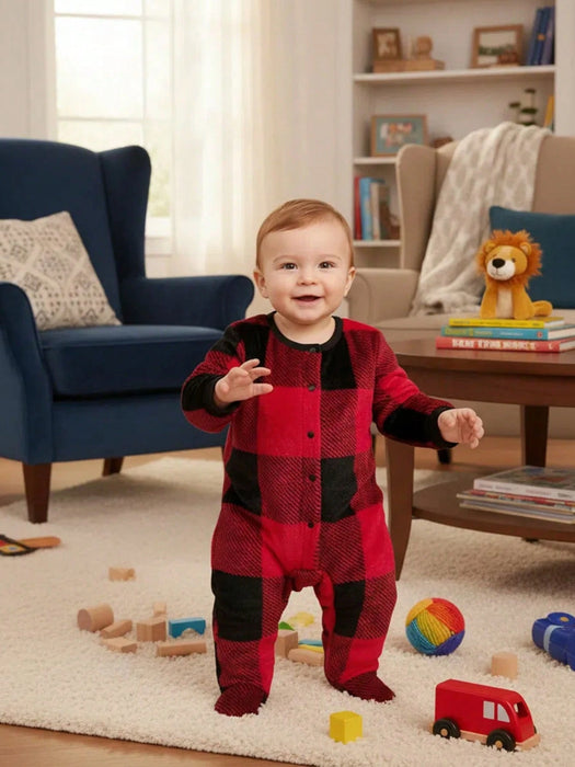 Mono unisex con pies a cuadros para bebé recién nacido, pijama navideño de cuadros