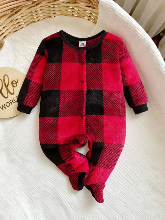 Mono unisex con pies a cuadros para bebé recién nacido, pijama navideño de cuadros