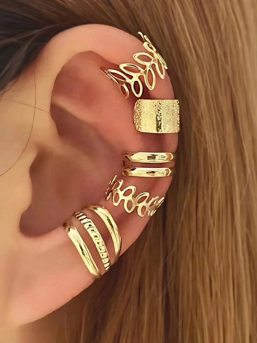 1 Set 5 Piezas/clip De Oreja En Forma De C Simple De Personalidad Femenina Sin Perforación