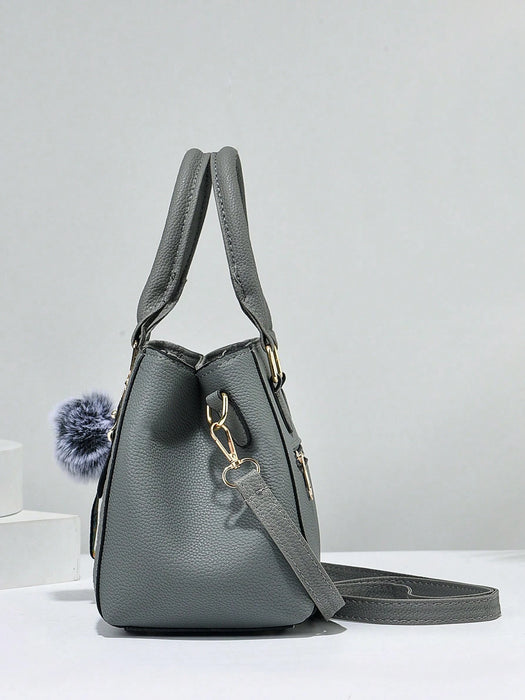 SHEIN Bolsa casual de hombro con colgante de pompón, para mujeres