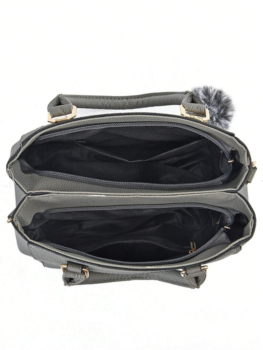 SHEIN Bolsa casual de hombro con colgante de pompón, para mujeres