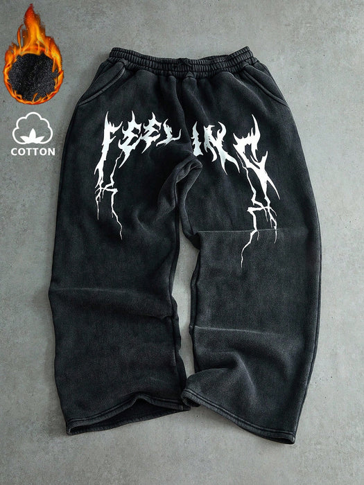 Shein PAVTROS Pantalones casuales de hombre estilo gótico oscuro, corte holgado y desgastado