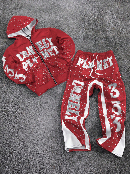 SHEIN PAVTROS Conjunto de sudadera y pantalón deportivo estampado para hombre