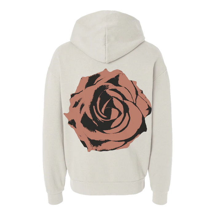 Sudadera con capucha rosa de estilo dramático color marfil