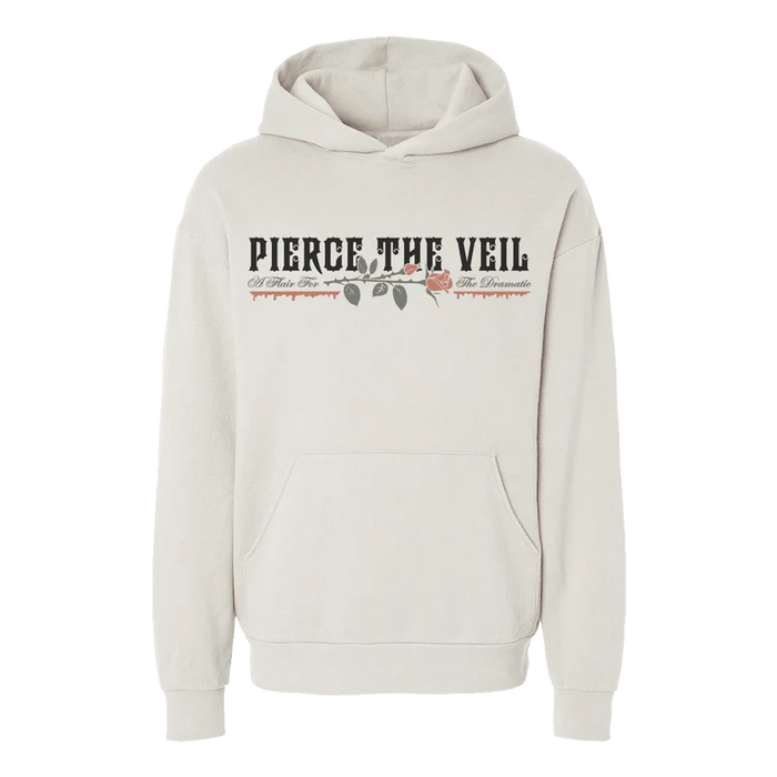 Sudadera con capucha rosa de estilo dramático color marfil