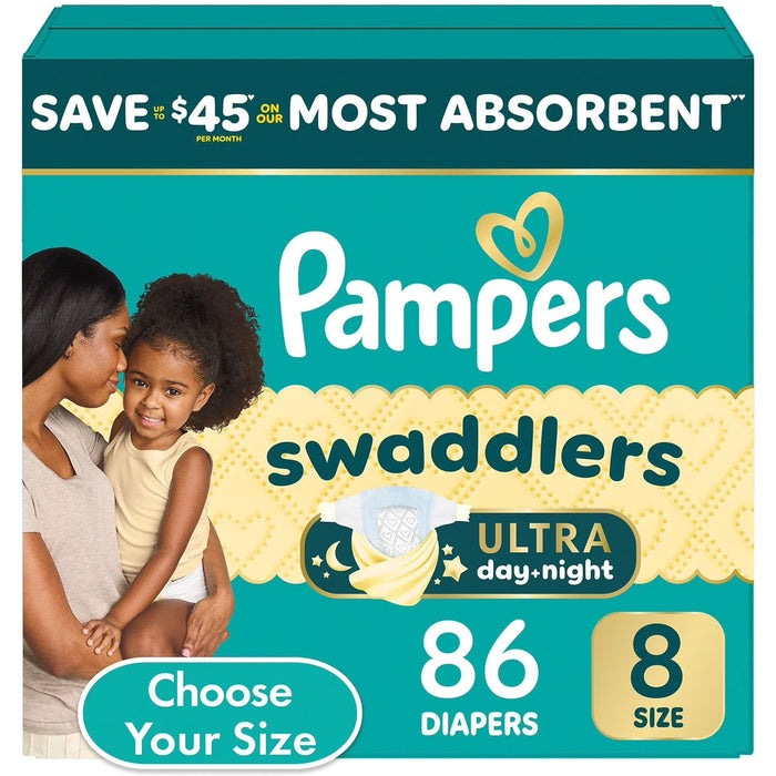 Pampers Swaddlers Ultra Pañales talla 8 (más de 13,6 kg), 86 unidades