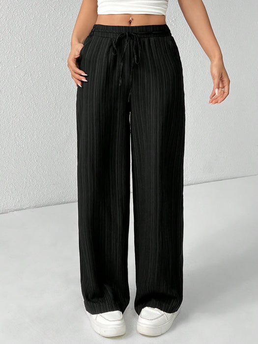 SHEIN 3 Pantalones de pierna ancha texturizados  para mujer