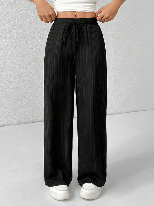 SHEIN 3 Pantalones de pierna ancha texturizados  para mujer