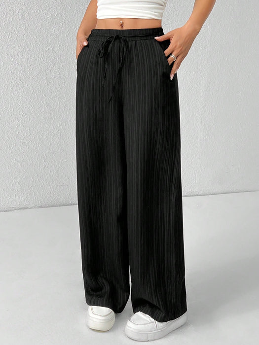 SHEIN 3 Pantalones de pierna ancha texturizados  para mujer