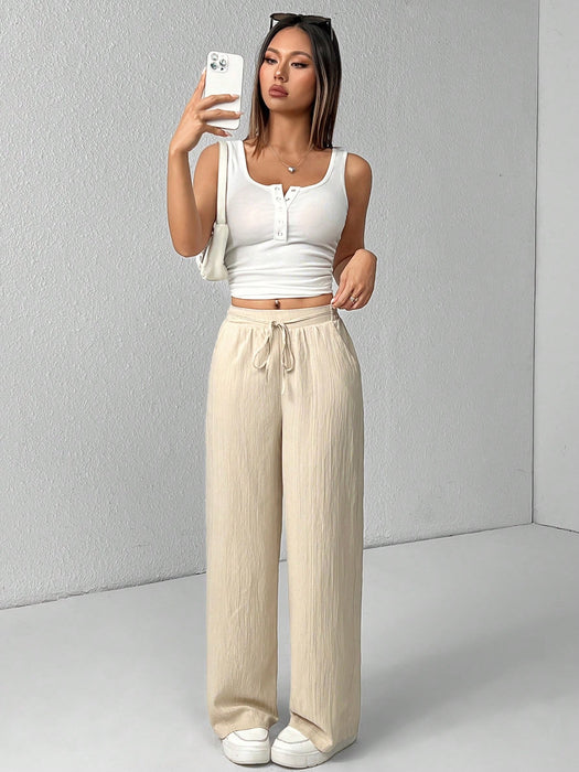 SHEIN 3 Pantalones de pierna ancha texturizados  para mujer