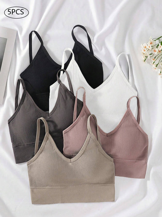SHEIN 5 Sujetadores con espalda cruzada y ventilación, con espalda abierta