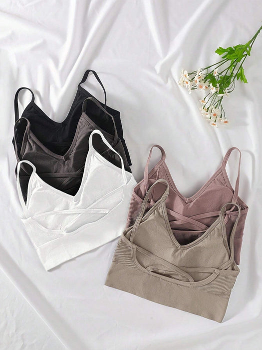 SHEIN 5 Sujetadores con espalda cruzada y ventilación, con espalda abierta