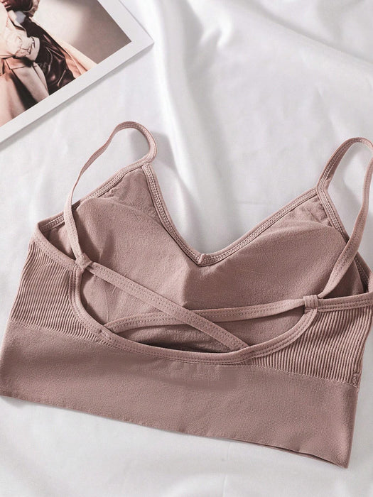 SHEIN 5 Sujetadores con espalda cruzada y ventilación, con espalda abierta
