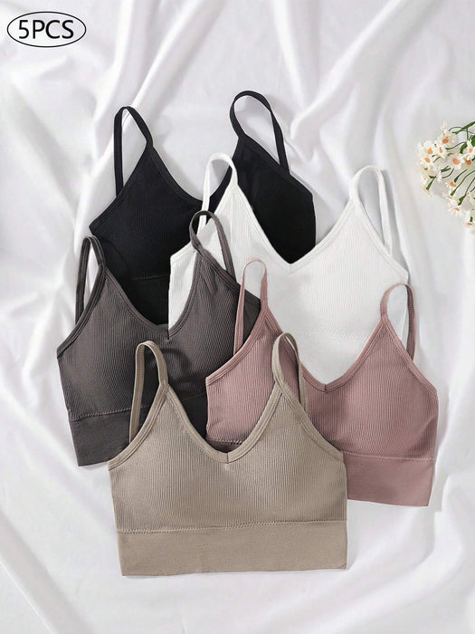 SHEIN 5 Sujetadores con espalda cruzada y ventilación, con espalda abierta