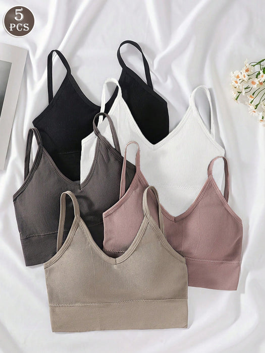 SHEIN 5 Sujetadores con espalda cruzada y ventilación, con espalda abierta