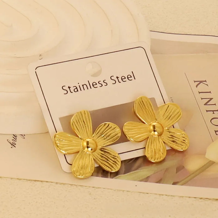 Pendientes de botón clásicos de verano con diseño floral retro para mujer