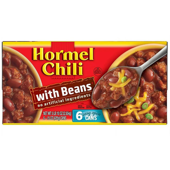 Chili con frijoles Hormel, paquete de 6 unidades/15 oz.