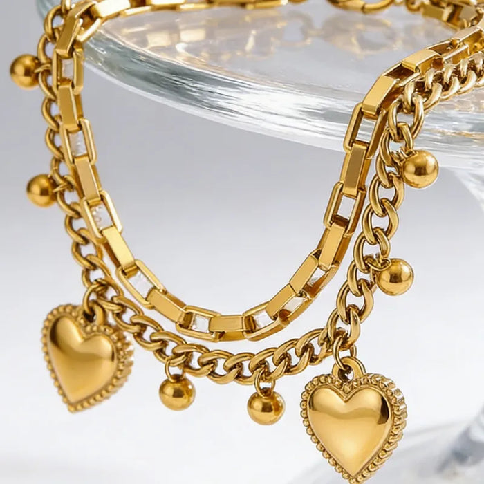 Pulsera Para Mujer Con Cadena De Acero de Titanio  Con Forma De Corazón