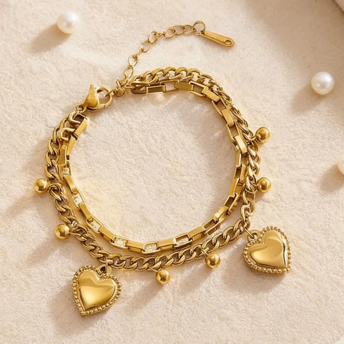 Pulsera Para Mujer Con Cadena De Acero de Titanio  Con Forma De Corazón
