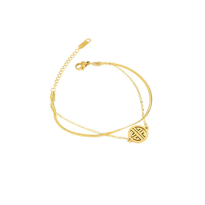 Pulsera Para Mujer Con doble Cadena De Serpiente De Acero Titanio