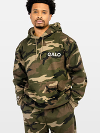 QALO Sudadera con capucha y logo de camuflaje