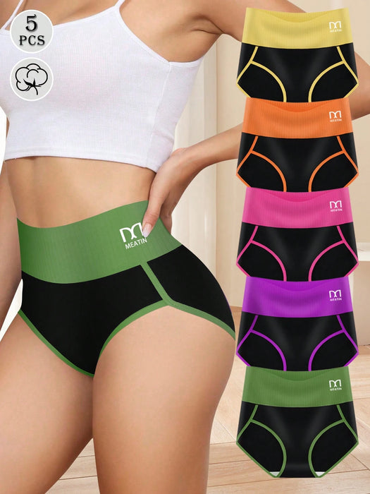 Pack de 5 braguitas de talle alto de talla grande para mujer