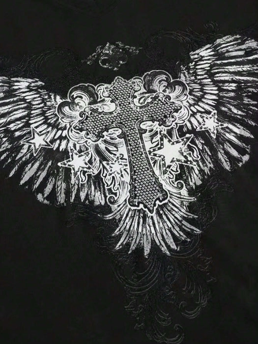 SHEIN ROMWE Fairycore Camiseta de manga corta con cuello redondo y estampado
