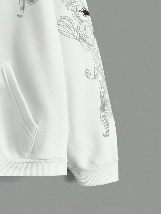 SHEIN ROMWE Sudadera con capucha térmica de manga larga con cremallera y estampado de cruz