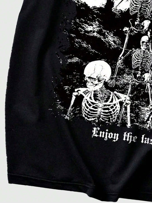 SHEIN ROMWE MEN Goth Camiseta com Estampa de Esqueleto Masculina