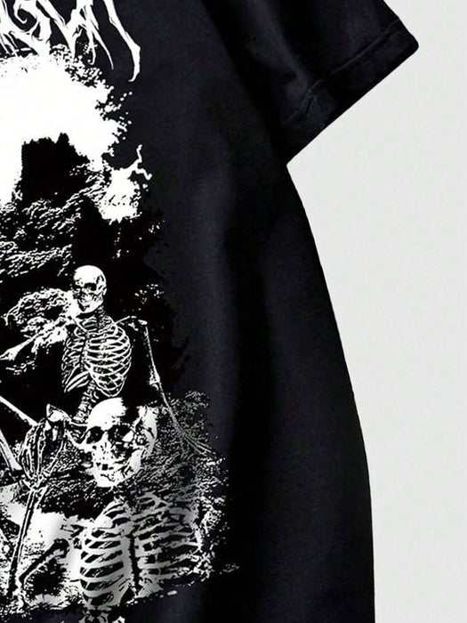 SHEIN ROMWE MEN Goth Camiseta com Estampa de Esqueleto Masculina