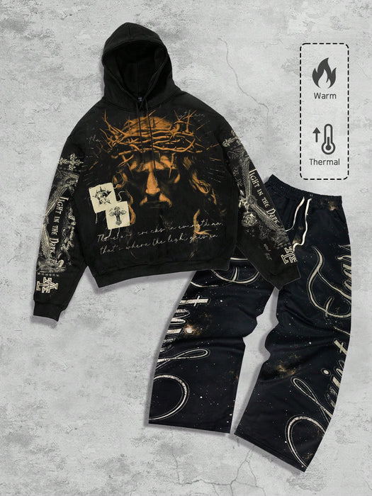 ROMWE MEN Street Life, conjunto de sudadera con capucha y pantalón para hombre
