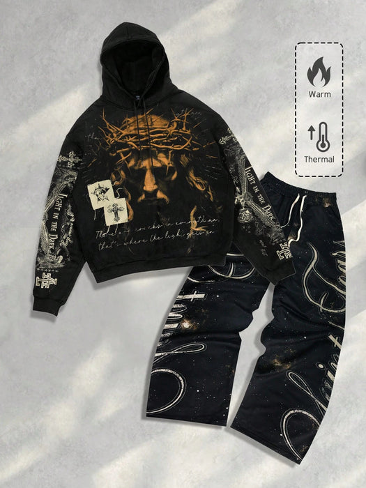 ROMWE MEN Street Life, conjunto de sudadera con capucha y pantalón para hombre