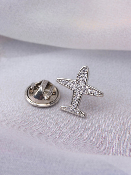 Broche para bufanda con forma de avión y diamantes de imitación