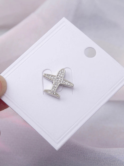 Broche para bufanda con forma de avión y diamantes de imitación