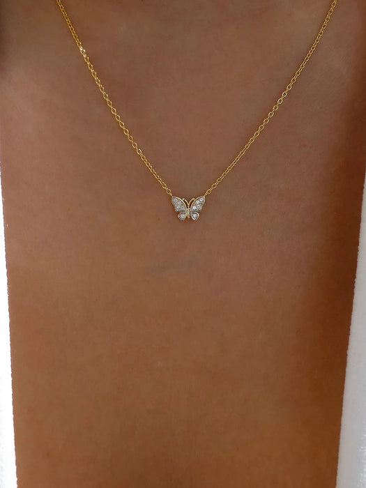 SHEIN Collar con dije de mariposa decorado con diamantes de imitación