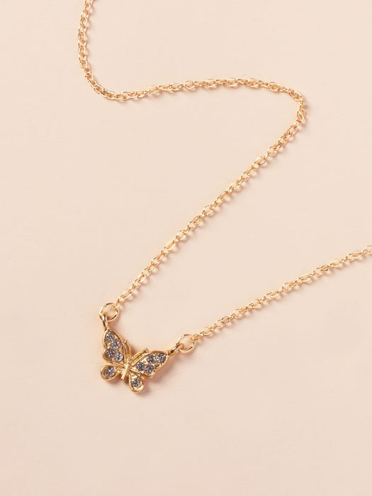 SHEIN Collar con dije de mariposa decorado con diamantes de imitación