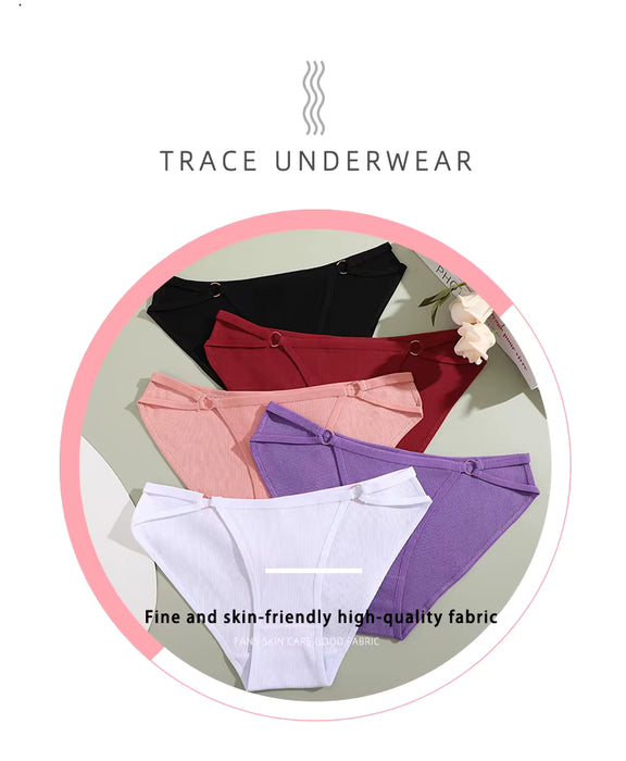 FINETOO 3 bragas  sexis para mujer, de tiro bajo, transpirable, diseño de botones