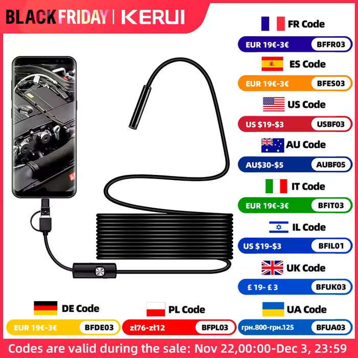 Cámara endoscópica Android de 7 mm, 3 en 1