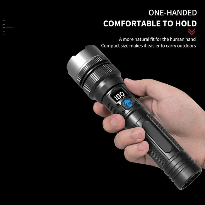 Linternas LED de alta potencia y fuerte 300000 Antorcha táctica LM con luz de pantalla