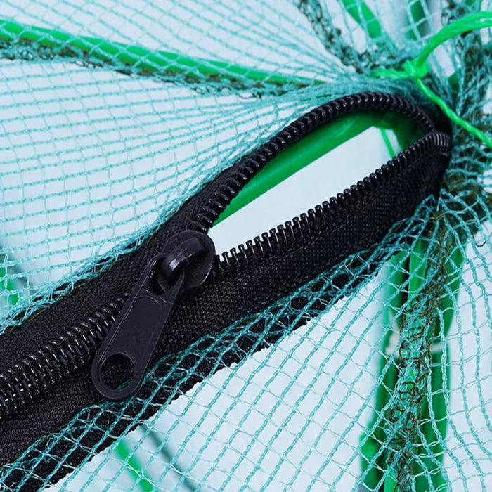 Red de pesca plegable y duradera de 8 agujeros verde de nailon de 40cm de diametro