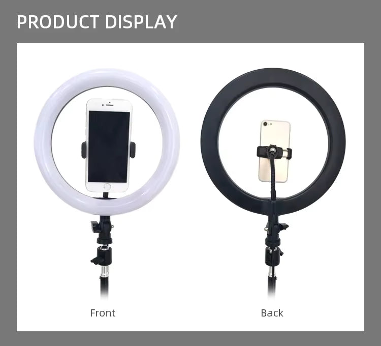 Anillo de luz LED regulable de 30 cm para selfies, luz LED redondo para fotografía