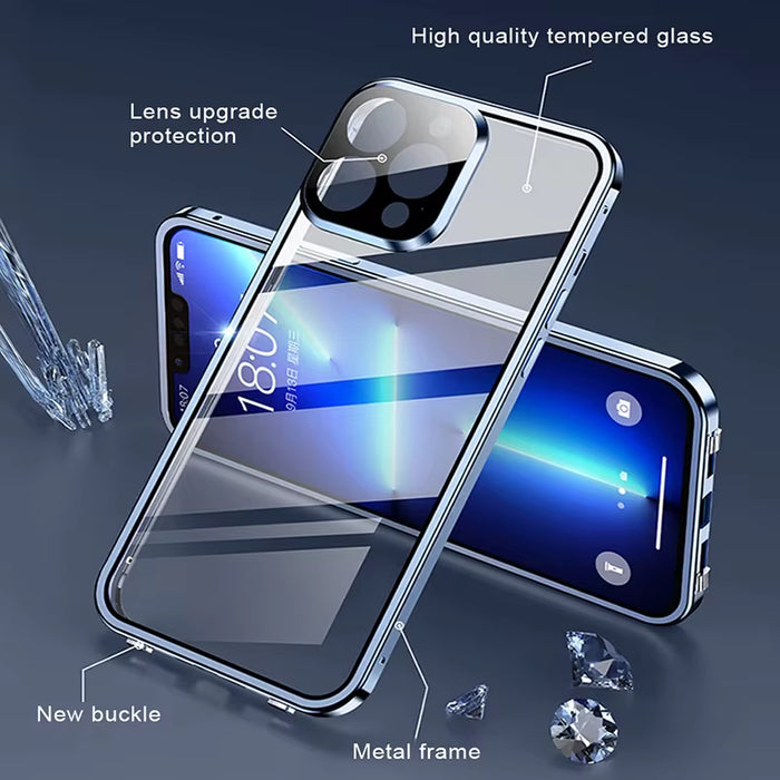 Funda de teléfono con cierre magnético de metal y protección total de 360° para iPhone 13 PRO MAX