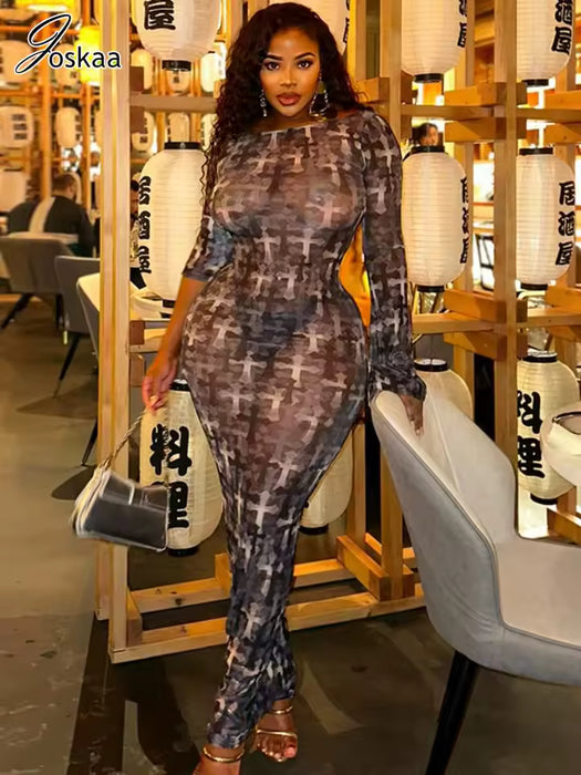 Vestido largo con estampado abstracto para mujer, estilo hipster