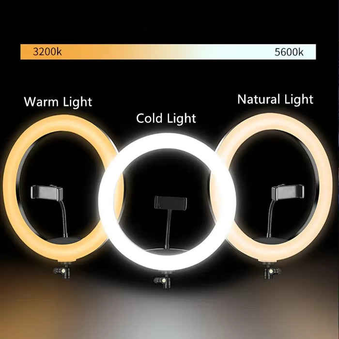 Anillo de luz LED regulable de 30 cm para selfies, luz LED redondo para fotografía