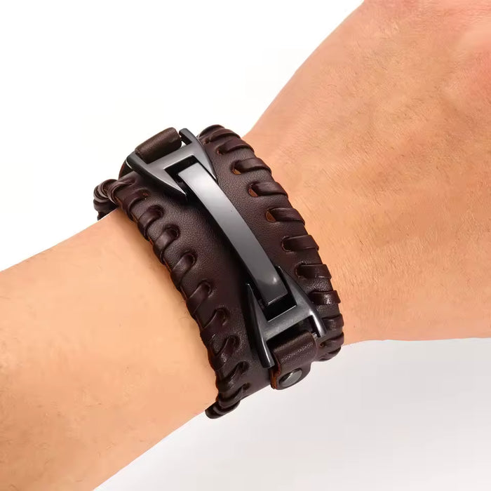 Shein Pulsera de cuero punk de moda para hombre y mujer, pequeña personalidad, accesorios retro