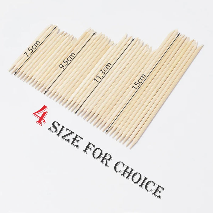 50 pcs Empujador de cutículas Lurayee, palitos de madera de naranjo 11.3cm
