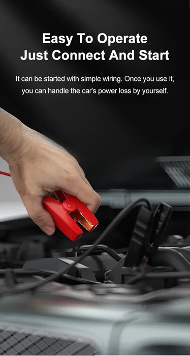 Arrancador de Coche 2000A 12V, Power Bank Portátil Con Pantalla LCD y Linterna LED
