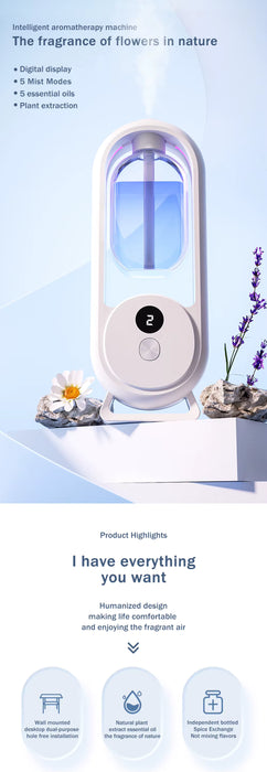 Difusor de aroma portátil recargable Máquina de aromaterapia de aceites esenciales